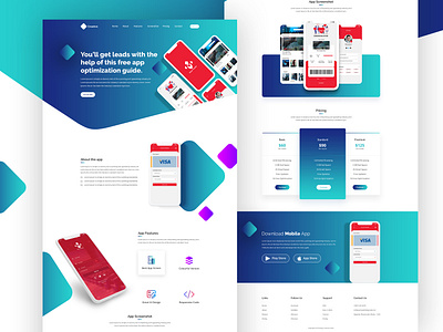 App Landing Page app app landing page app landing template app ui home page minimal mobile app typogaphy web design website