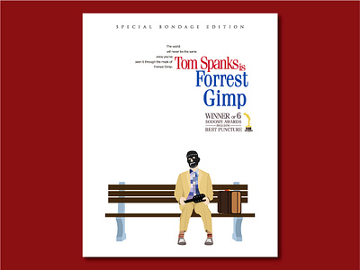 Forrest Gimp Movie Poster Parody academy awards concept design film forrest gump fun funny gimp humorous humour illustration movie movie poster oscars parody tom hanks vector