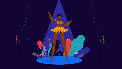 Josephine Baker animation character chi chieh lee digital editorial folioart illustration line stillframe vector