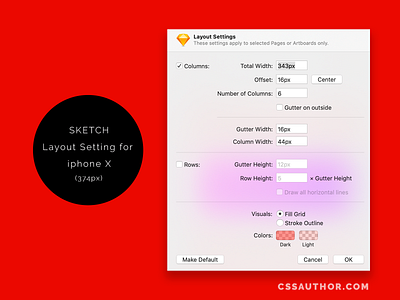 Sketch Grid Layout Settings for iphone X (375px) grid iphonegrid sketchlayout ui