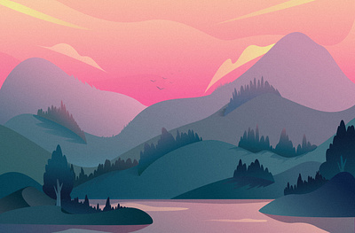 PINK DAY hill illustration landscape nature