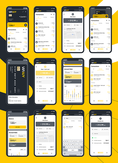 VIABUY Mobile Application: Transactions account balance account stats banking card card account finance fintech prepaid card purchase transactions viabuy