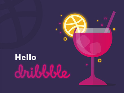 Hello Dribbble - Illustration alcohol cocktail design dribbble drink food hello hello dribbble hello dribble illustration minimal minimal illustration vector