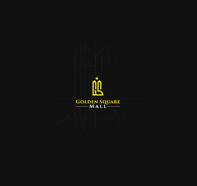 Golden Square Mall branding clean creative design elegant golden idea innovation letter logo mall store vector