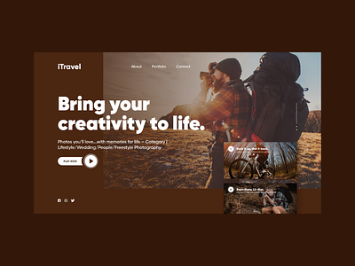 iTravel design landingpage photographer photography travel ui uidesign webdesign websitedesign