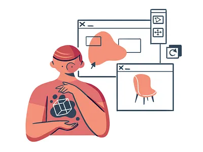 web illustration 2d 3d animation app chair character explainer flat guy illustration ui uiux design ux vector web webdesign
