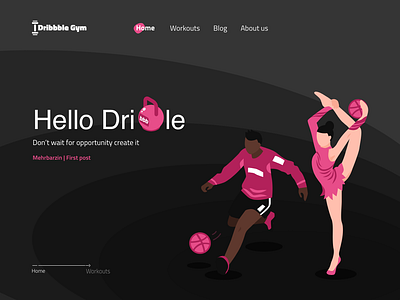 Dribbble gym dark ui design flat illustration minimal pink ui vector web website xd