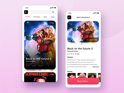 Cinema App app book card cinema cinema app clean concept design interface ios iphonex minimal mobile movie ticket ui ux