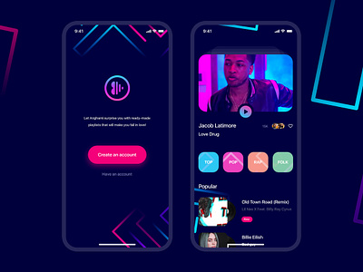 Music App - Anghami - The Sound of Freedom animation app branding design flat illustration logo minimal ui ux