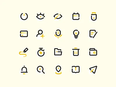 Minimalistic set gradient icon interface minimalistic outline set
