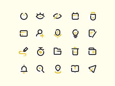 Minimalistic set gradient icon interface minimalistic outline set