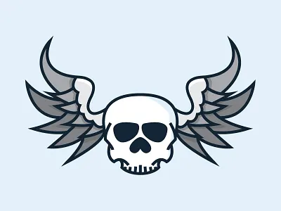Winged Skull flat vector illustrator skull skulls vector vector art winged winged skull wings