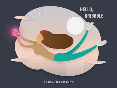 Hello, Dribbble art direction design dribbble flat design flat illustrator flatdesign illustration illustrator thanks vector