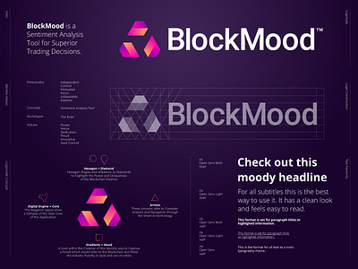 BlockMood - Logo Design abstract analysis block blockchain branding crypto crypto currency crypto logo currency grid icon identity design lettermark logo logo design monogram mood sense ui vibe