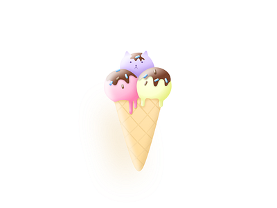 Cat Ice Cream animal cat chocolate cic fun holidays humor ice cream illustration pink purple sketch sugar summer ui vector