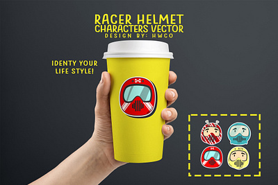 Racer Helmet Characters characterdesign colorful fantasyart helmet helmets illustration logodesign motorcycle mug design vectorart