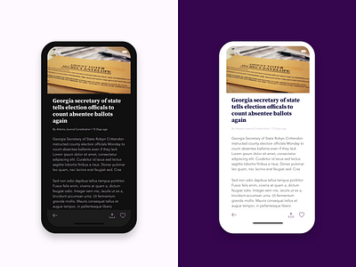 Article View - Election App dark mode dark ui ios app design mobile app design politics sketch toolbar ux ui design