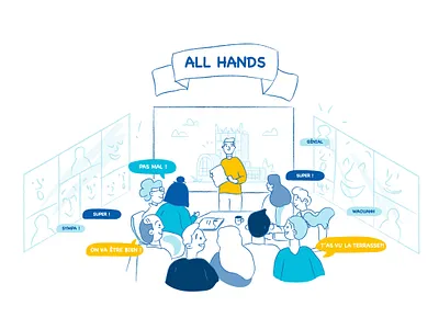 Illustration - Presentation about new workplace adobe cocreation coworking design doodle illustration illustrator meeting people presentation ui vector work workplace workspace