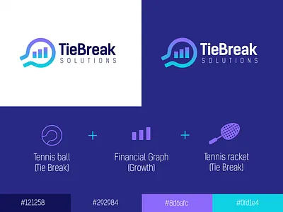 Tie Break Branding brand design brand identity branding chart company company logo finance graph growth logo logo design purple tech