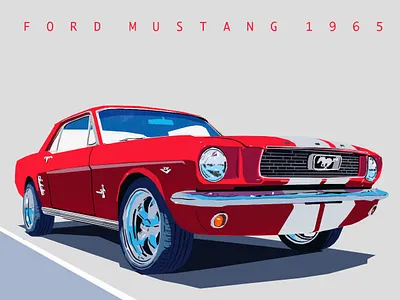 Mustang 1965 automotive car ford illustration musclecar mustag