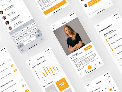 Career App analytics career chart data ios iphone job mobile product design profile search settings sketch ui ux