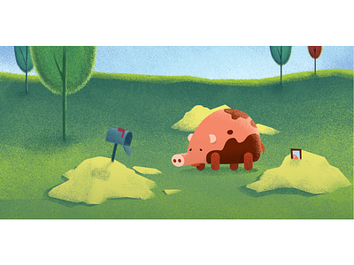 sad little pig animals cartoon character childrens illustration concept art design graphic house illustration photoshop pig