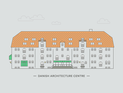 Danish Architecture Center architecture building city copenhagen denmark facade illustration line roof urban window