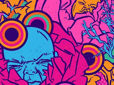 Infants in blossom baby blue children color palette colorful creative illustration design illustrator dreaming fantasy art flowers illustration art imaginary lowbrow art pink pop pop art pop surrealism visual art