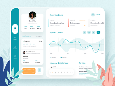 Medical App blue clean concept dashboard debut desktop flat health illustration light medical medical website minimal ui uiux ux vector web web design web interface