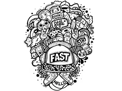 Fantastic Hat art blackandwhite design doodle drawing hat illustration