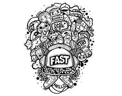 Fantastic Hat art blackandwhite design doodle drawing hat illustration