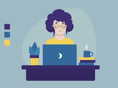 Computer girl adobe illustrator character computer creative design drawing flat girl girl character girl illustration illustration vector vectorart working working process working space