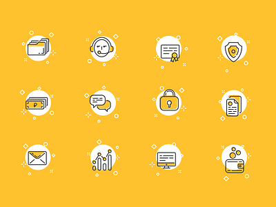 Icon set animation app black branding design icon icons illustration illustrator set single style ux website white yellow