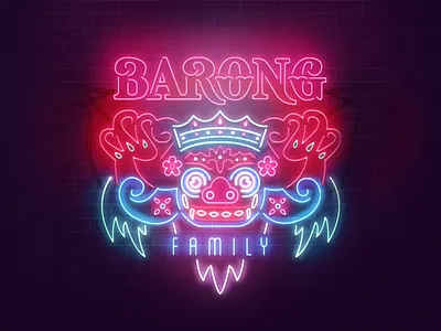 Barong Family barongfamily colorful dark theme illustration illustrator label lights neon neon light nightmode photoshop vector