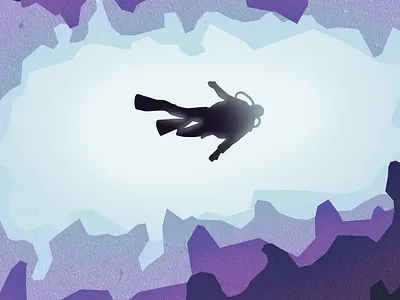 Gone Caving - Cave Diver adventure cave caves caving digital illustration diver exploration illustration scuba scuba diver scuba diving underwater water