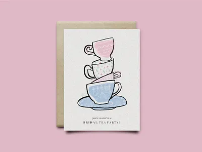 Bridal Tea Party bridal greeting card illustration invitation invite design stationery tea cup tea party wedding