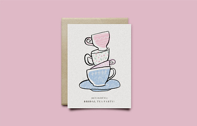 Bridal Tea Party bridal greeting card illustration invitation invite design stationery tea cup tea party wedding