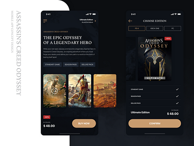 AC Odyssey Mobile App app assassins creed concept greece interface ios mobile odyssey ubisoft ui ux