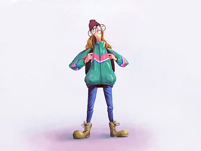 girl blonde character girl glasses illustration photoshop rendered