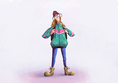 girl blonde character girl glasses illustration photoshop rendered
