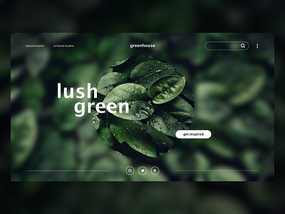 Urban Jungle - Greenhouse Website blurred blurred background clean design ecommerce flat glass effect glassmorphic green home screen landing page landing page ui minimal plants ui website website concept website design