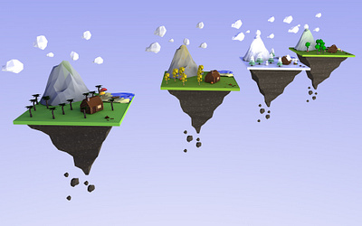 Floating low polly islands - 3D Modelling 3d 3d modelling cinema4d