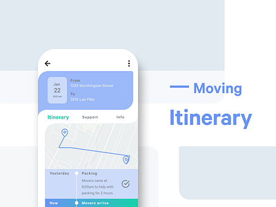 Moving Itinerary | DailyUI079 customer experience customer service customer support dailyui dailyui079 dailyuichallenge dalyui dashboard itinerary moving schedule ui