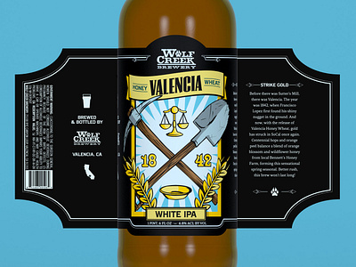 Wolf Creek Brewery - Valencia Honey Wheat beer beer label bottle label brand identity branding cowboy craft beer illustration package design western