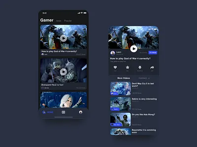 Gamer App 1 app black blue branding design game graphics icon icons interface ios mobile review ui ux web