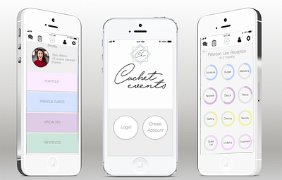 Cachet Events - Event Planning App design event planning mobile