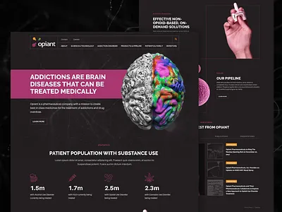 Opiant Homepage Concept agency dark ui healthcare homepage interface landing page modern pharma pharmaceuticals purple sketch web design