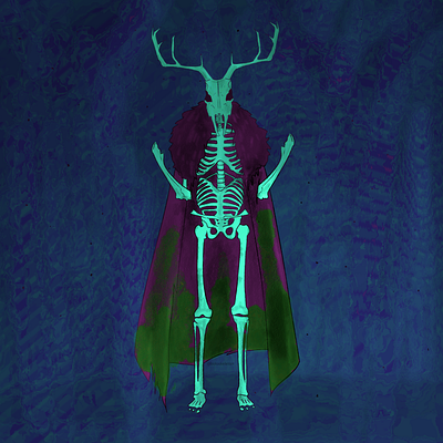 Neon Nightmare bones buck cartoon character design deer digital art fantasy horror horror art illustration illustrator monster scary skeleton skeletons spooky