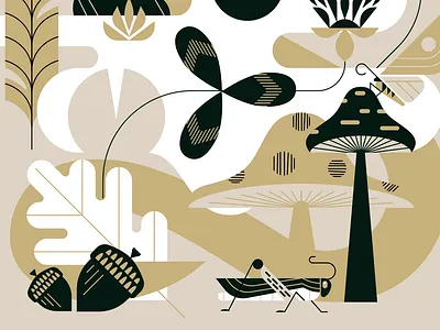 Lil' guys animals forest geometric illustration