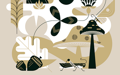 Lil' guys animals forest geometric illustration